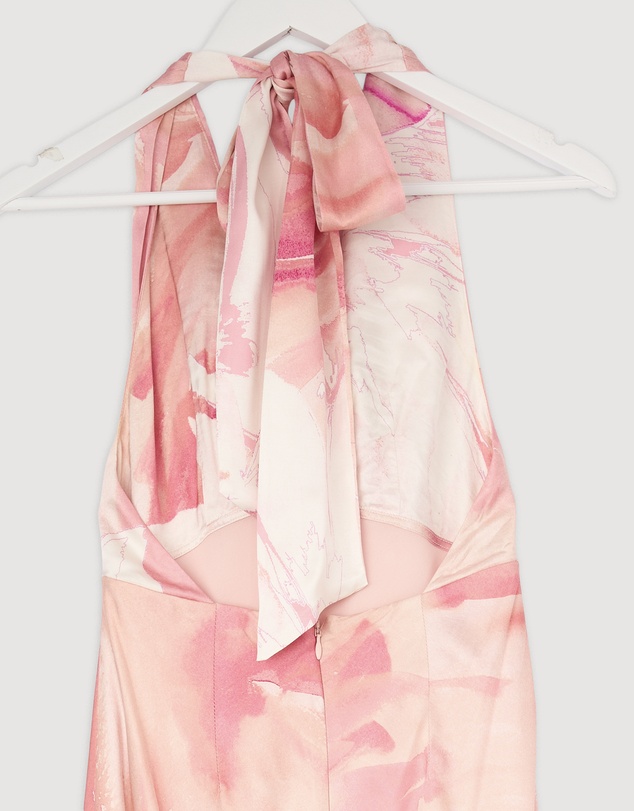 Revibe - Repaired Shona Joy Roberts Halter Neck Maxi Dress - AU 6