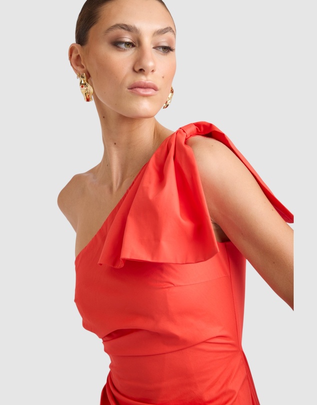 Honey and Beau - Thira One Shoulder Bow Dress