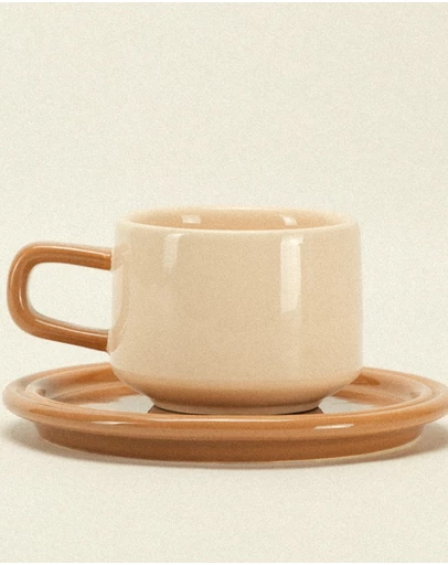 Dennis Did It - Spill the Tea Cup and Saucer Coffee and Cream