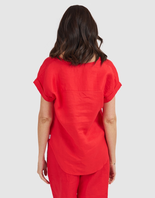 CAMIXA - Martina Linen V-Neck T-shirt