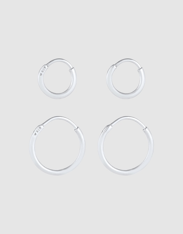 Kuzzoi - ICONIC EXCLUSIVE - Earrings Creole Set Duo Basic in 925 Sterling Silver