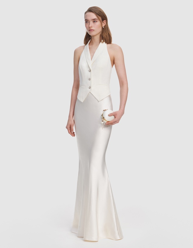 Self Portrait - Linen Satin Maxi Dress