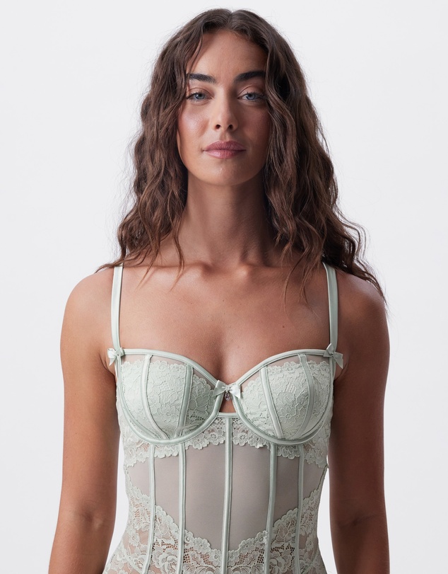 Bras N Things - Bethany Balconette Bodysuit - Light Green