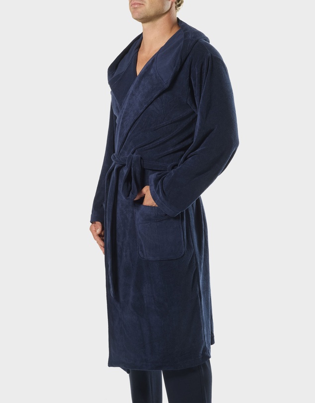 Mitch Dowd - Mens Frenchie Hooded Robe - Navy