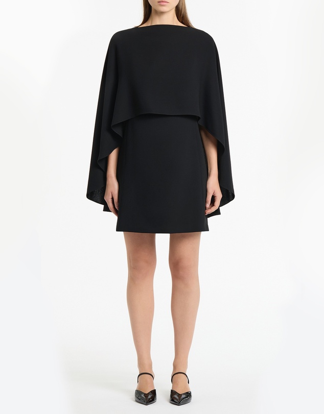 Carla Zampatti - Black Crepe Cape Mini Dress