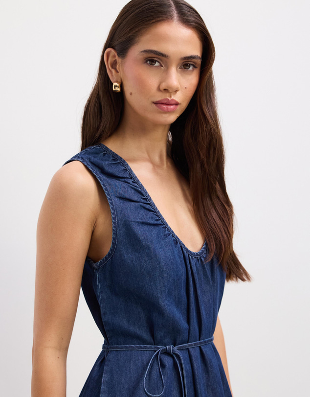 The Fated - Clara Soft Denim Maxi Dress