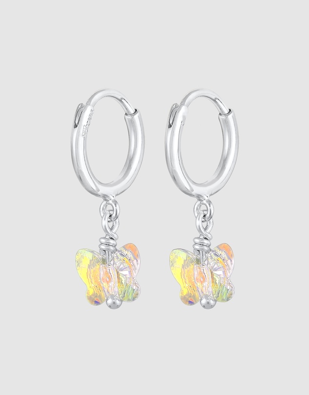 Elli Jewelry - Crystal Butterfly Kids Huggie Earrings in 925 Silver