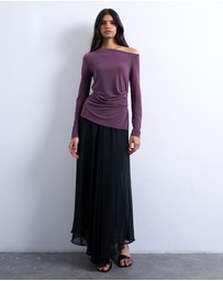 TOPSHOP - Cupro Ruched LS Top