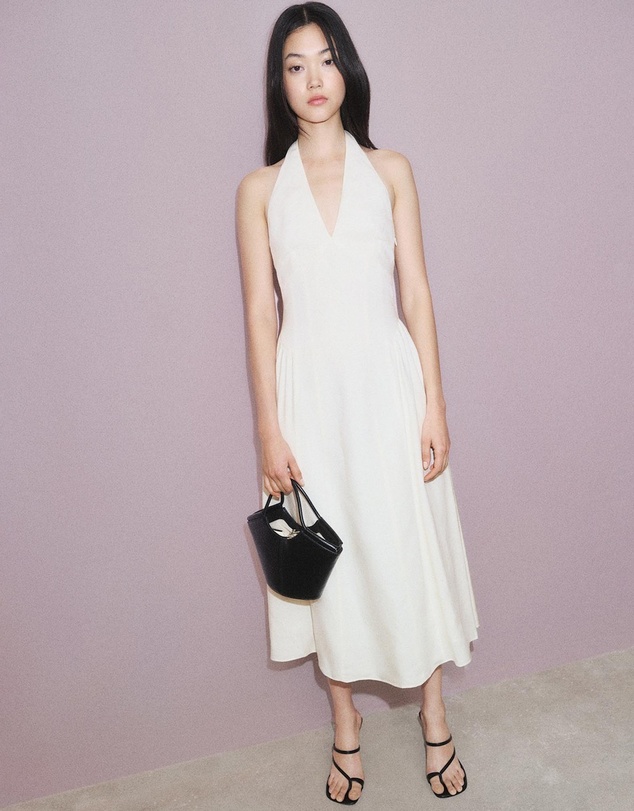 M.N.G - Valentin Halter-Neck Linen Dress