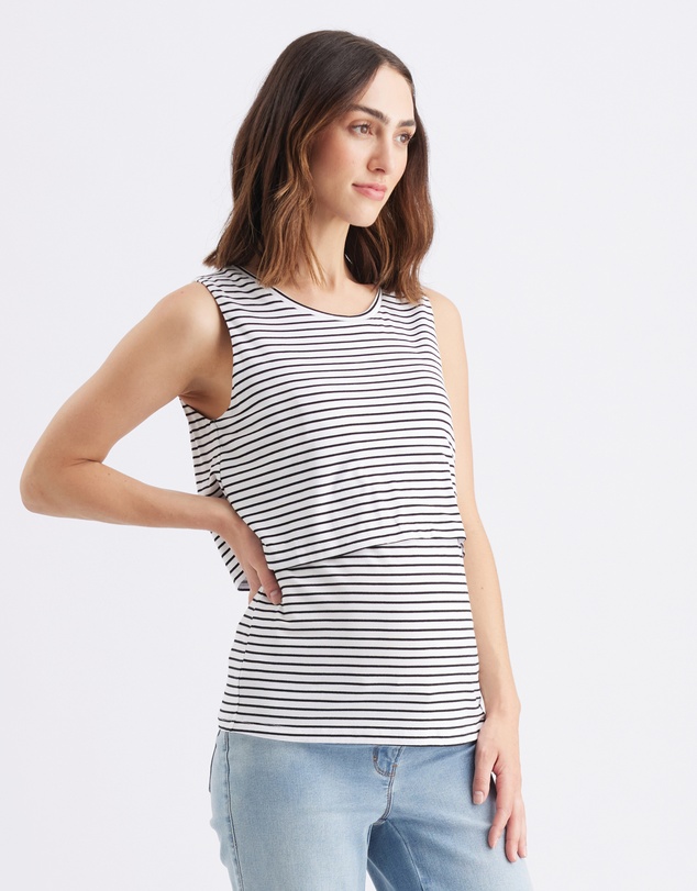 Ripe Maternity - Stripe Layered Nursing Tank