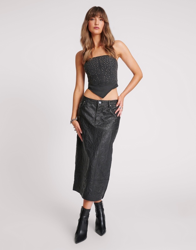 ONE TEASPOON - Studded Scarf Bustier Top - Black