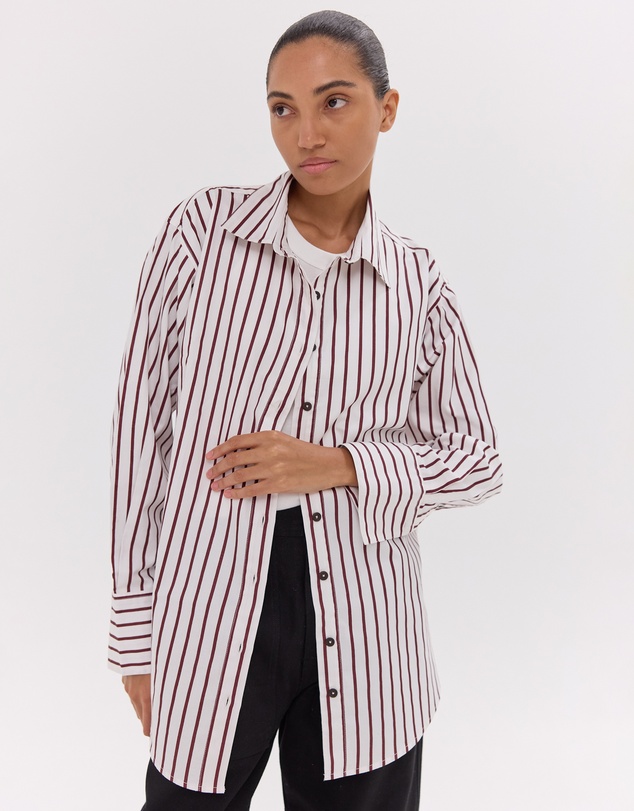 Cloth & Co. - The Dropped Yoke Shirt | Mahogany & White