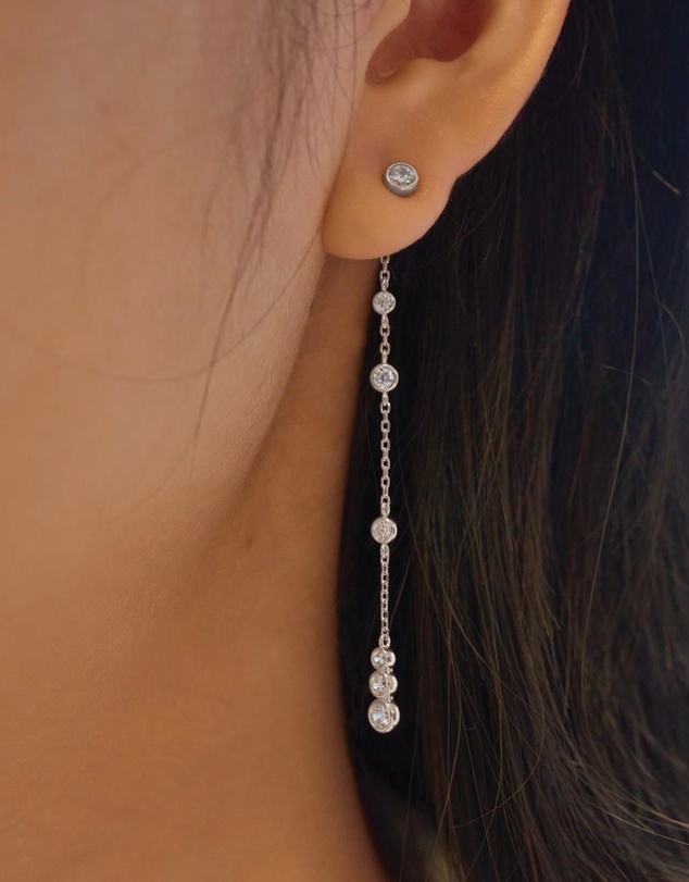 Ania Haie - Silver Cascade Station Drop Stud Earrings