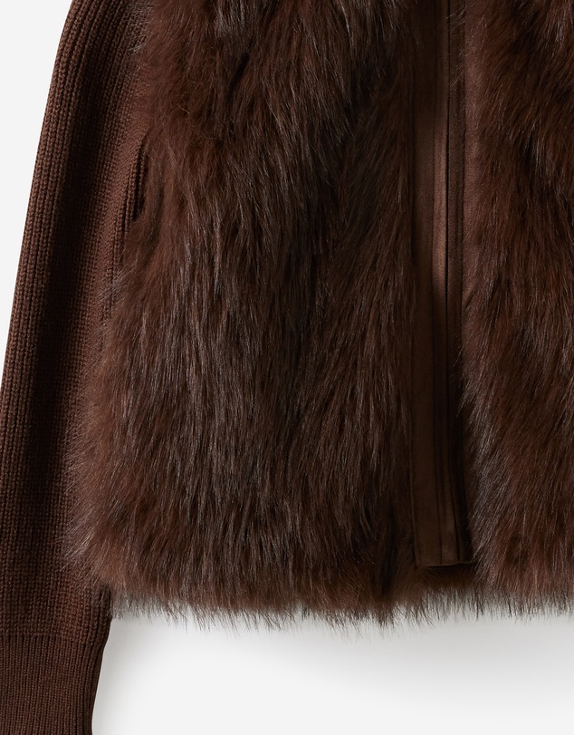 Cotton On Kids - Zip Through Knit Faux Fur Jacket