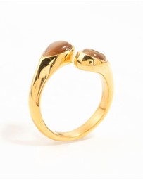 Lovisa - Waterproof Gold Plated Stainless Steel Double Pear Stone Ring