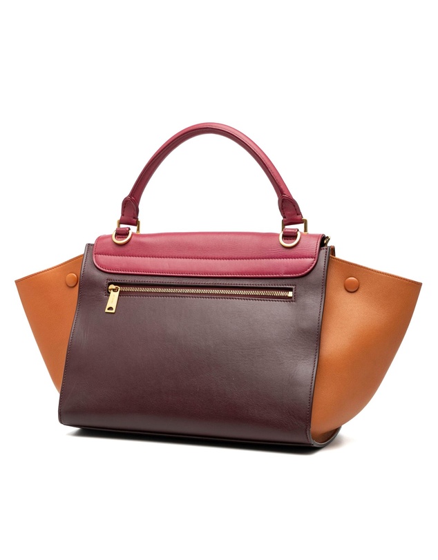 CELINE - Pre-Loved Small Tricolor Leather Trapeze Satchel