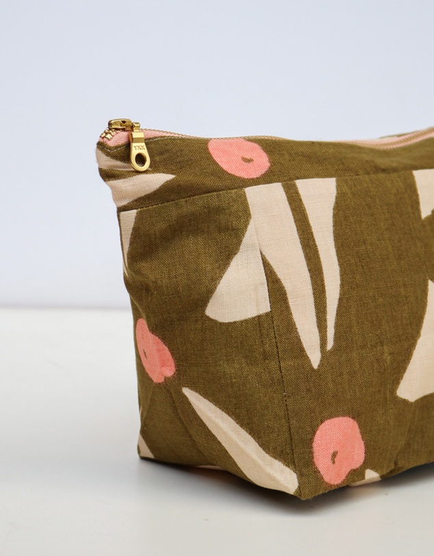 Mosey Me - Olive Poppy Cosmetic Bag
