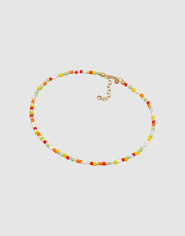 Elli Jewelry - Bead and Freshwater Pearl Anklet in Gold-Plated 925 Silver