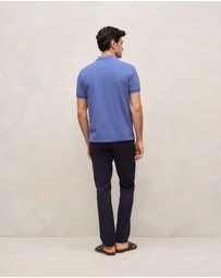 Trenery - Pique Marle Monogram Polo in True Blue