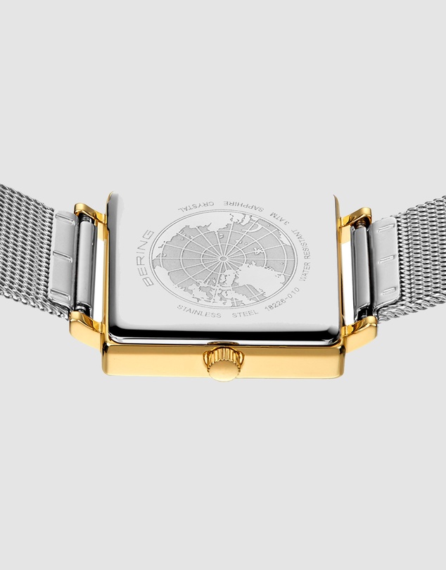 Bering - Bering Classic 26mm Polished Gold Case and Silver Strap Watch