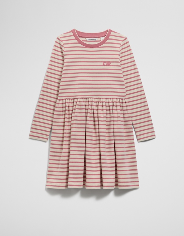 Country Road - Long Sleeve Gathered Rib Dress