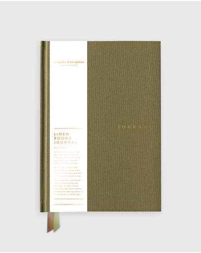 Bespoke Letterpress - Linen Bound Journal - Saltmarsh Green (Bullet Journal)