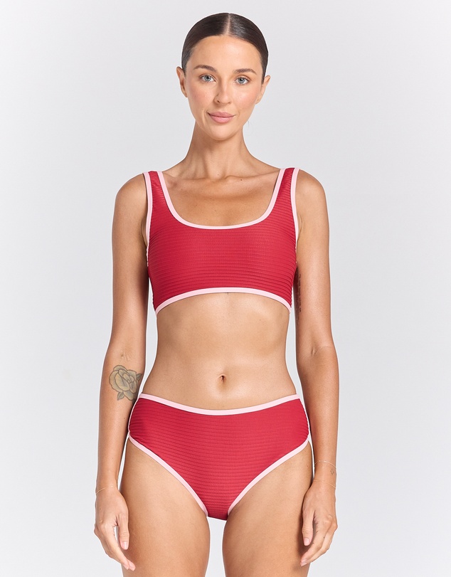 Poolside Paradiso - Poolside Surf Bikini Top - Ruby