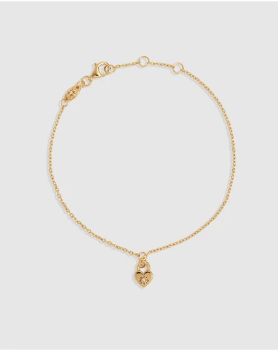 By Charlotte - Crystal Lotus Heart Padlock Bracelet