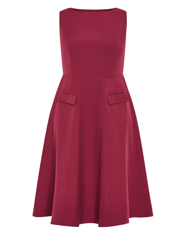 City Chic - Plus size Dynamic Skater Midi Dress - ruby