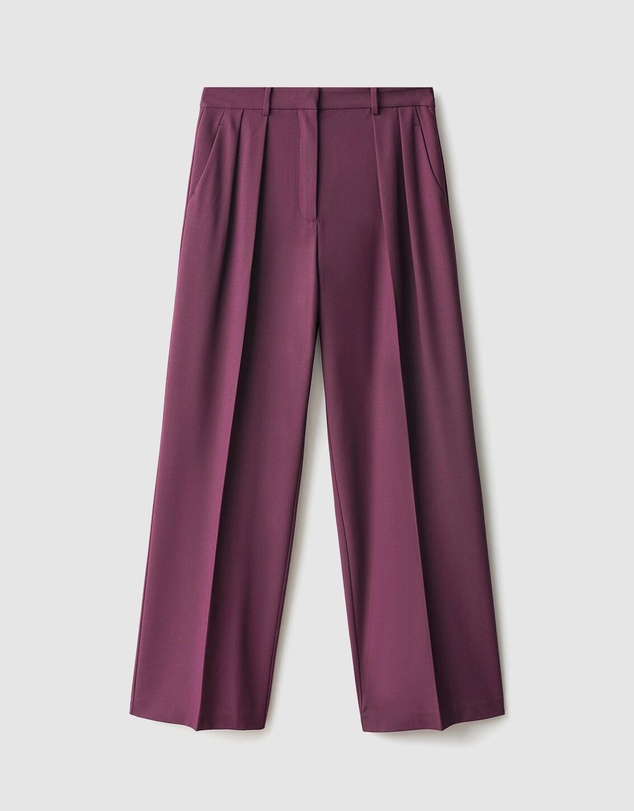 M.N.G - Wide-Leg Mid-Rise Pleated Trousers