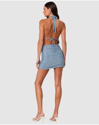 EDIKTED - Cowl Cut Out Sparkly Mini Dress