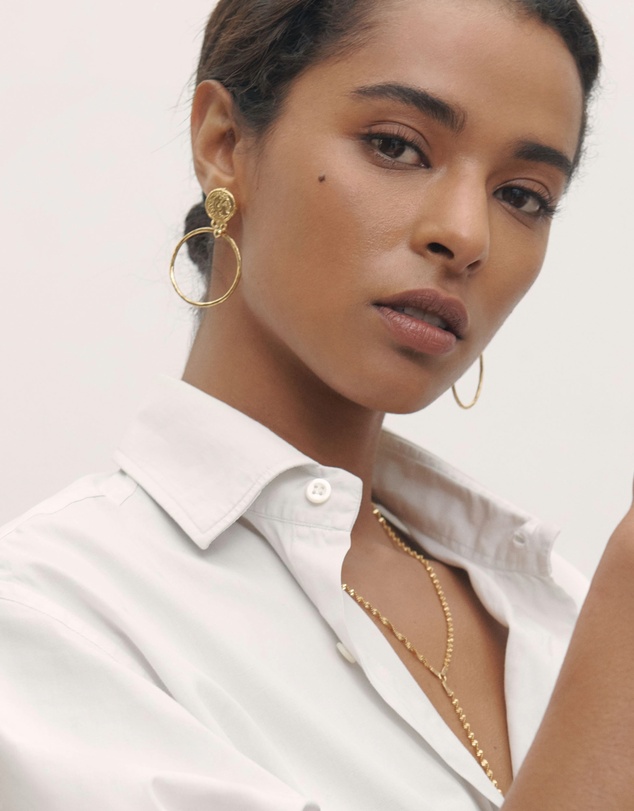 Ottoman Hands - Myia Gold Coin Front Hoop Earrings