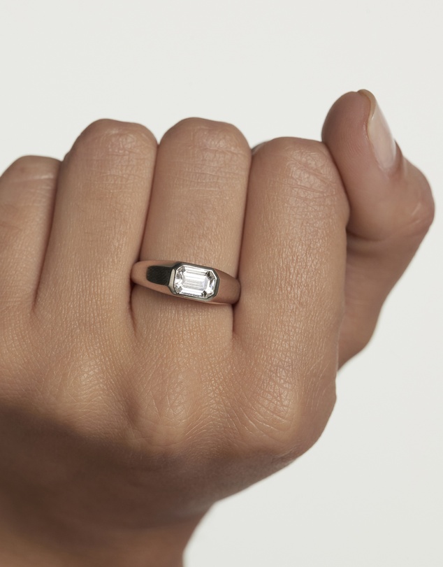 PDPAOLA - Octagon Shimmer Stamp Silver Ring