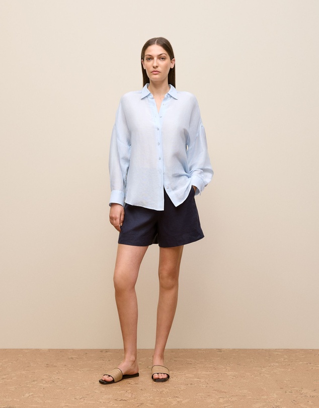 Trenery - Linen Pull On Short in Night Sky
