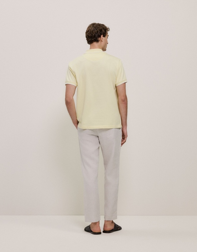Trenery - Mercerised Cotton Pique Polo in Lemonade