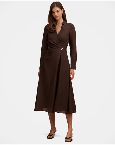 Forever New - Francesca Linen Shirt Midi Dress