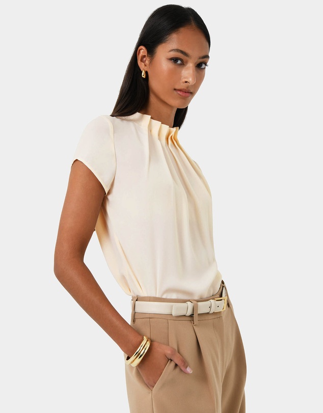 Forcast - Olivia Pleated High Neck Top