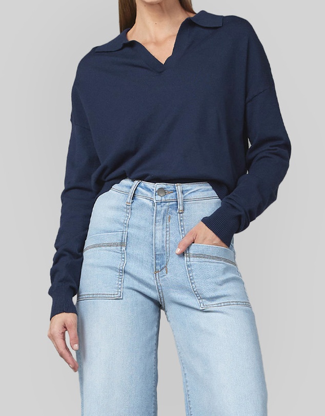 DRICOPER DENIM - Rita Navy Polo Top