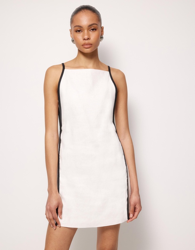 AERE - Tova Contrast Linen Mini Dress
