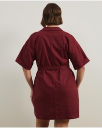 Atmos&Here Curvy - Britt Linen Blend Belted Mini Dress