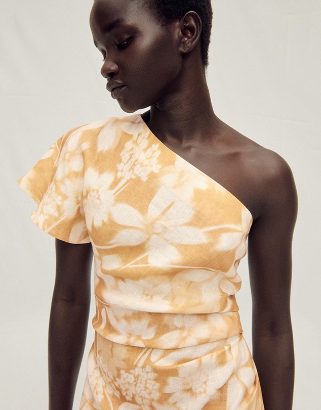 M.N.G - Parisi Asymmetrical Floral Linen Dress
