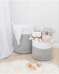 Living Textiles - Medium Cotton Rope Hamper - Grey/White