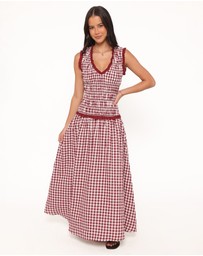 Petal & Pup - Leabrook Maxi Dress - Burgundy Gingham