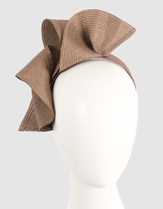 Max Alexander - Large Wavy Coffee Racing Fascinator