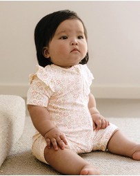 Kynd Baby - Day Or Night Short Sleeve Frill Onesie in Spring Blossom