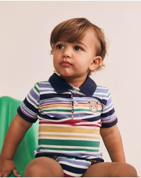 Huxbaby - Rainbow Stripe Polo Romper - Babies