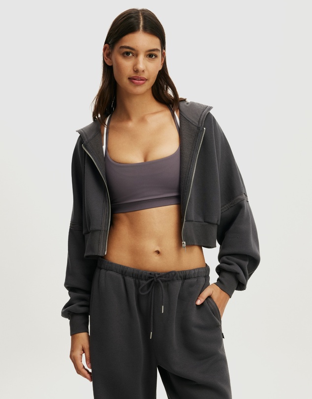 Cotton On Body Active - Active Raw Edge Zip Through Hoodie