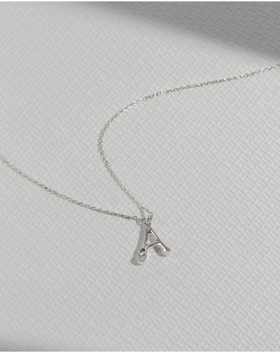 Wanderlust + Co - Alphabet Bubble Silver Necklace - Letter A