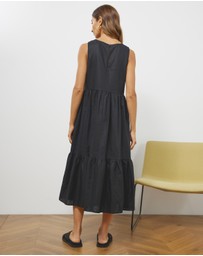 Atmos&Here - Hope Linen Blend Tiered Midi Dress
