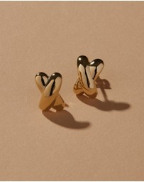 Najo - Bisous Yellow Gold Stud Earrings
